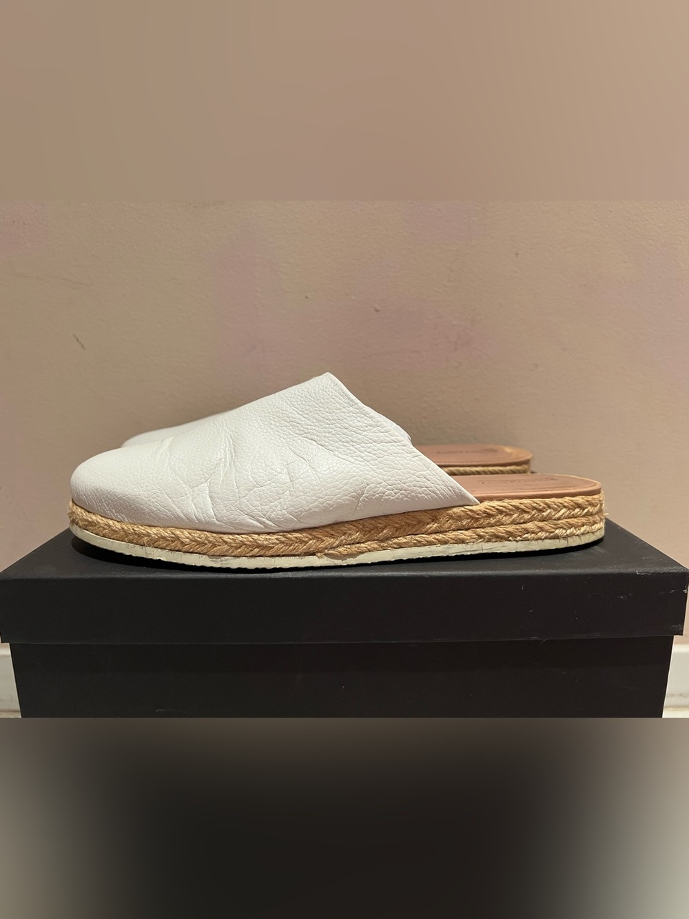 Rachel Comey White Leather Espadrille Slide - Size 9